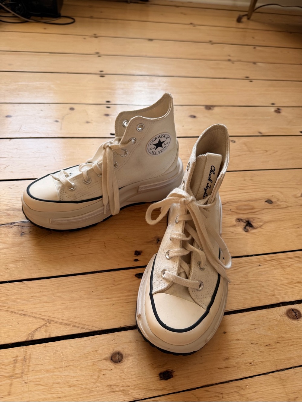 Converse Cream High-Top Platform Sneakers